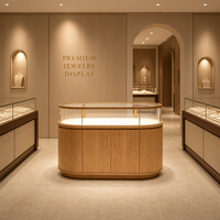 Vitrine à bijoux en métal noir mat avec verre ultra-transparent, vue à 360°, couleurs personnalisables pour les magasins de détail et la vente en gros