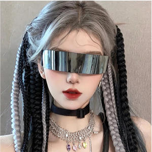 Lunettes de soleil futuristes Cyberpunk sans monture, verres décoratifs en PC, pour femmes, accessoires de cosplay, été 2025 F021 - Product Image 1