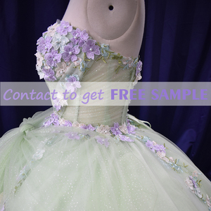 <span class=keywords><strong>Vestido</strong></span> de Quinceañera TEENYEE, Estilo Princesa, Satinado, Color <span class=keywords><strong>Verde</strong></span> Claro, con Lentejuelas, Apliques de Flores 3D y Pedrería - Product Image 6