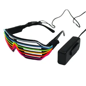 Rainbow Colorful LED Flashing Sunglasses Plastic Light up Rave Glasses for Halloween Christmas New Year Parties with EL Wire