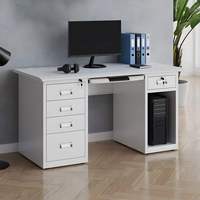 Bureau en acier laminé à froid robuste, prix bas, table de bureau, bureau de direction avec tiroirs et clés, ensemble de bureau d'ordinateur scolaire