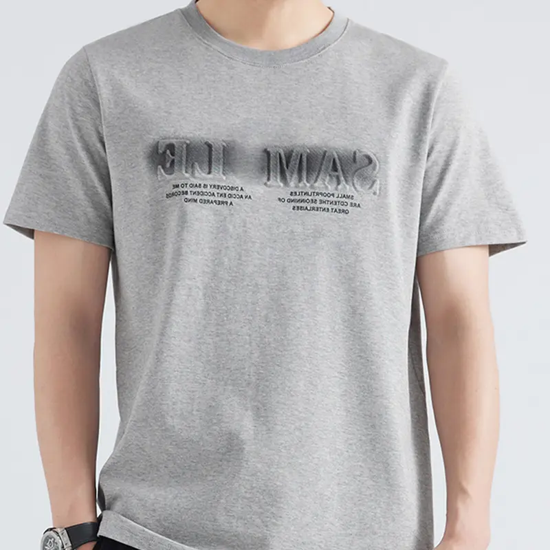 New Trendy Embossed Logo T Shirts Printing Custom Unisex Cotton Tshirts Men 3d Embossed T Shirt