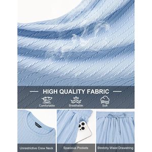 FOXA Conjunto de camiseta y pantalones cortos de punto para hombre, cuello redondo, manga corta, transpirable, informal, de verano, conjunto de 2 piezas - Product Image 6