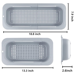 Vegetais Macarrão Alimentos Prato Seco Cesta De Dreno De Armazenamento Expansível Sobre A Cesta De Coador De Pia <span class=keywords><strong>Colander</strong></span> - Product Image 2