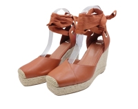 Fabricant en gros 100% Jute bout carré plate-forme sandales compensées pour les femmes talon de 60mm à la mode de Chine