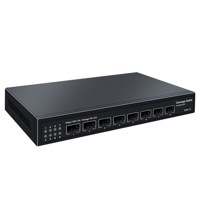 10 Gigabit SFP+ Optical Switch 8-Port Full High-Speed 10G Fiber Network Home Server Data Aggregation Type Model XH-MLFG08WZ