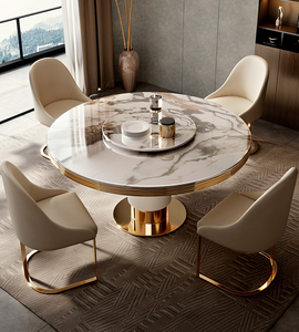 Por encargo nuevo diseño moderno de lujo muebles de comedor de mármol completo superior ovalado redondo mesa de comedor conjunto de 4 sillas - Product Image 3