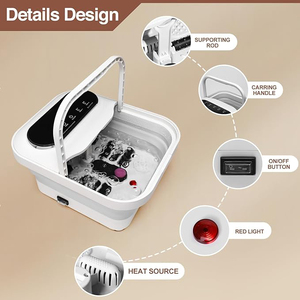 デジタルタッチ画面制御折りたたみ式手動フットバスマッサージャーペディキュアフットスパリラクゼーションとストレス解消ホワイト - Product Image 3