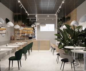 Muebles <span class=keywords><strong>de</strong></span> Barra <span class=keywords><strong>para</strong></span> Cafetería Boutique con Iluminación LED, Diseño <span class=keywords><strong>de</strong></span> Vitrina <span class=keywords><strong>para</strong></span> Cafetería, Exhibidor <span class=keywords><strong>de</strong></span> Pasteles y Café, Acero Inoxidable Templado - Product Image 3