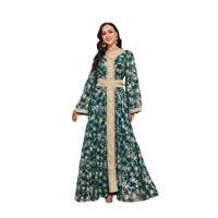 Abaya Moderne en Organza à Motifs Floraux - Robe de Soirée Élégante Style Dubaï - Robe de Soirée Légère et Pratique pour les Voyages