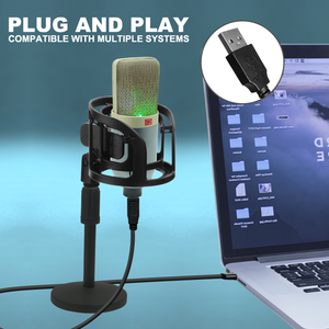 Microfono da gioco RGB microfono a condensatore per registrazione <span class=keywords><strong>classica</strong></span> in Studio per Streaming Live che canta la trasmissione di YouTube - Product Image 3