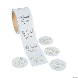 Custom waterproof sticker roll thankyou vinyl inkjet stickers maker printable die cut printing labels with logo sticker