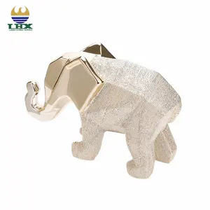 Manufacturer Baby Elephant Animal Statue Electroplating Porcelain Ornaments For Tabletop Decoration Ceramic Ornament