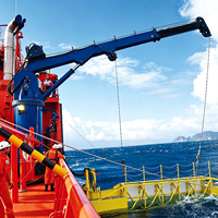 Grue télescopique marine offshore d'une tonne, rotation hydraulique à 360 degrés, télécommande sans fil avec moteur et boîte de vitesses pour bateau