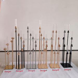 <span class=keywords><strong>Portacandele</strong></span> in vetro dorato con decorazione geometrica di nozze per la decorazione di nozze - Product Image 5