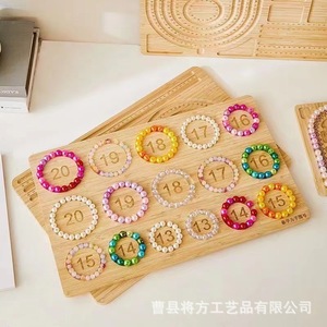 Bandeja de madera para abalorios con regla de medición para hacer pulseras, collares, manualidades, tablero de diseño de joyería, varios tamaños, madera natural - Product Image 4