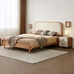 121376 Quanu Custom Cute Design Bedroom Furniture Wooden Bed For Small Children Solid Wood Children's Bed With Beside Table
