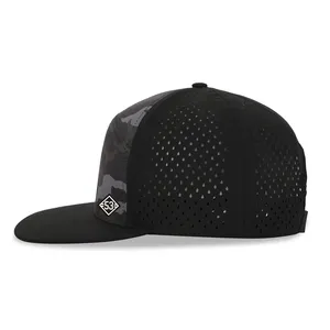 Hot Selling 7 Panel Custom Logo Quick Dry Polyester Laser Cut Hole Perforated Gorra Snapback Hat