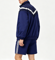 Ensemble de jogging coupe-vent personnalisé pour homme, 2 pièces, blocs de couleur, coupe-vent, résistant à l'eau, léger, respirant, décontracté, sportif