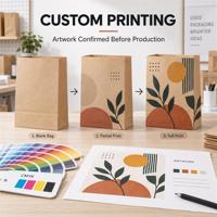 Sacs en papier kraft SOS imprimés sur mesure sans poignées pour la restauration, emballage en kraft brun naturel, vente en gros, approvisionnement B2B