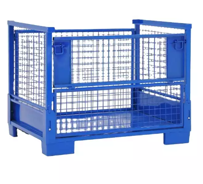 Kapasitas Besar Stackable Steel Stillage Bin Box Gudang Palet Rak Penyimpanan Logam Dilipat Stillage Cage