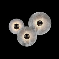 Lampe de plafond moderne Addison pour salle à manger, style espagnol, luxe simple, LED, laiton, pierre noire, intensité variable, angle de faisceau 360°, garantie 3 ans