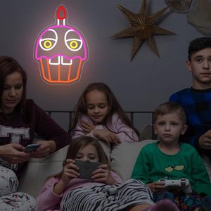 Insegna al Neon <span class=keywords><strong>Five</strong></span> <span class=keywords><strong>Nights</strong></span> <span class=keywords><strong>at</strong></span> <span class=keywords><strong>Freddy</strong></span>'<span class=keywords><strong>s</strong></span> Cupcake per Decorazione <span class=keywords><strong>di</strong></span> Stanze e Giardini, Luci Colorate Ispirate al Popolare Gioco - Product Image 5