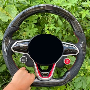 Volant en fibre de carbone avec LED compatible avec VW MK8 Touareg Variant GTD MK7 MK6 R-Line CC Jetta GTI <span class=keywords><strong>GTE</strong></span> R Polo Tiguan Passat Scirocco - Product Image 1