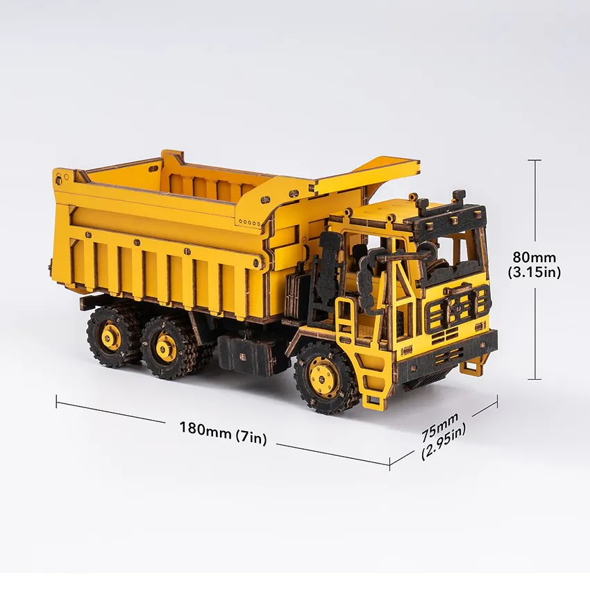 Robotime Rokr DIY Series TG603K Dump Truck Engineering Vehicle Model Kits Assemble Toys Kids Children 3D Wooden Puzzles