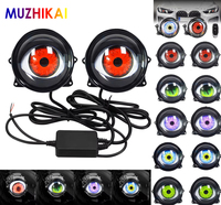 Offres Spéciales 12V-36V Dynamique 7 Modes Autos Dynamique Démon Yeux 3 Pouces LED LENTILLE Voiture Devil Eye Led Brouillard Yeux Lumières pour Voiture