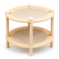 Lit pour chat rond à double couche, hamac en tricot, tapis en jute, canapé pour animaux de compagnie en bois de hêtre massif pour chats d'intérieur