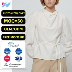 <span class=keywords><strong>Blusa</strong></span> de Mujer con Cintura Ajustable, <span class=keywords><strong>Manga</strong></span> Abullonada, Estilo Minimalista, Suave y Fluido, para Oficina o Casual, Personalizable - Product Image 1
