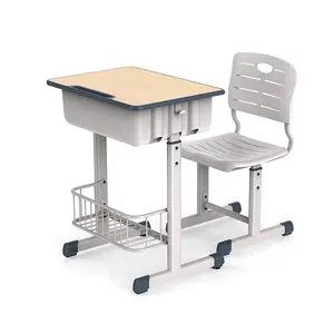Modern Student School Desk Chair Set Environmental and Safety School Table Chair Set Single Seater School Desk Chair Set Metal