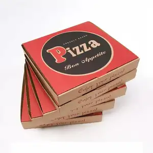 Impression personnalisée taille bon marché ondulé 8/9/12/16 grandes boîtes à pizza boîte d'emballage de pizza boîte à pizza brune à emporter