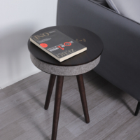 Table basse d'appoint moderne et minimaliste en bois massif, pliable, avec haut-parleur et support de téléphone sans fil, pour salon
