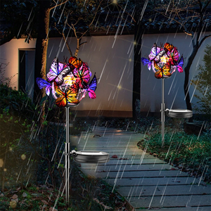 Boule de verre d'extérieur de haute qualité, alimentée à l'énergie solaire, papillon coloré, piquet de jardin, décoration, veilleuse LED - Product Image 1