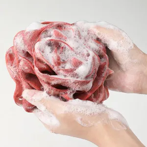 Bain douche Rose luffa éponge bain maille pouf boule de douche bouffée 60g 70g 80g corps épurateur exfoliant bain éponge