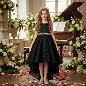 <span class=keywords><strong>Vestidos</strong></span> Elegantes de Encaje <span class=keywords><strong>para</strong></span> <span class=keywords><strong>Niñas</strong></span> de 12 Años, Vestido de Fiesta de Cumpleaños con Cinturón, Vestido de Dama de Honor <span class=keywords><strong>para</strong></span> Bodas - Product Image 1