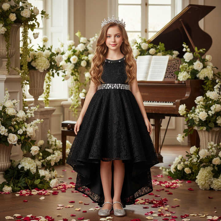 big girls party dresses Modest Plus Size Black Girl Prom With Sleeves Beading Sheer Lo classygown gives enchanting fluffy look to it Wuxian Children Flower Big Girl