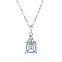 Collier de luxe en moissanite 1 carat, pendentif taille Asscher 66 mm incrusté d'argent S925, articles très demandés pour le streaming en direct