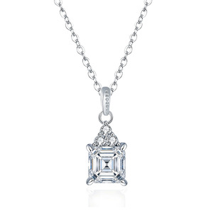Collar de Moissanita de Lujo de 1ct con Plata S925 y Colgante de Corte Asscher de 66mm, Producto de Gran Demanda para Transmisiones en Vivo - Product Image 1