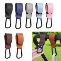 Pinces de landau en cuir PU personnalisées pour poussette de bébé accessoires de voyage de stockage souples et portables durables avec auto-adhésif double face