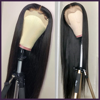Cheveux Péruviens Vierge Remy 100% Humains de Haute Qualité Grade 12A Noir pour Femmes, Transparent pour Perruque Frontale 13x4 Cap