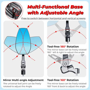 Espejo Retrovisor Antideslumbrante de Aleación de Aluminio para Motocicleta, Espejo de Vidrio Multiángulo Impermeable, Espejo de Ajuste Mecanizado por CNC para Conducir - Product Image 3