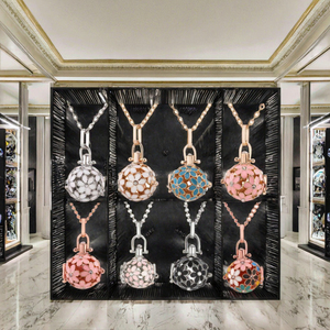 Fragrance <b>Essential</b> <b>Oil</b> <b>Diffuser</b> Pendant Necklace with Geometric Design Copper Link Chain Small Box Aromatherapy for Women - Product Image 2