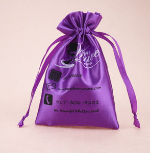 Logo ile özel çantalar lüks büyük İpli ipek saten çanta kılıfı peruk saç ambalaj için toz torbası - Product Image 2