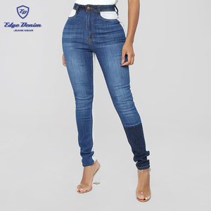 Nueva llegada <span class=keywords><strong>de</strong></span> <span class=keywords><strong>talle</strong></span> <span class=keywords><strong>alto</strong></span> tono colorway combo denim skinny <span class=keywords><strong>jean</strong></span> para las mujeres - Product Image 3
