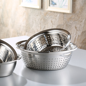 Cuisine pratique Passoire alimentaire en acier inoxydable Bols à mélanger pour <span class=keywords><strong>salade</strong></span> Passoires à fruits et légumes <span class=keywords><strong>Panier</strong></span> de vidange Filtre à tamis pour facile - Product Image 4