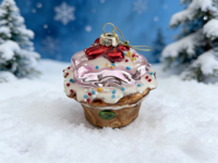 Pendentif de Noël en verre en forme de gâteau, décoration de fête, ornement créatif, accessoire en forme de boîte cadeau