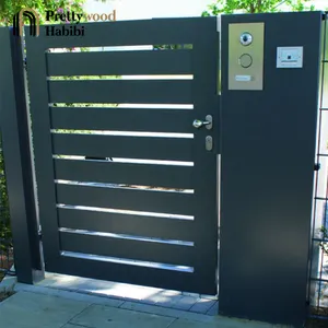 Porte d'entrée rétractable automatique de maison, en bois de style américain, design moderne, cour rétractable, porte en aluminium